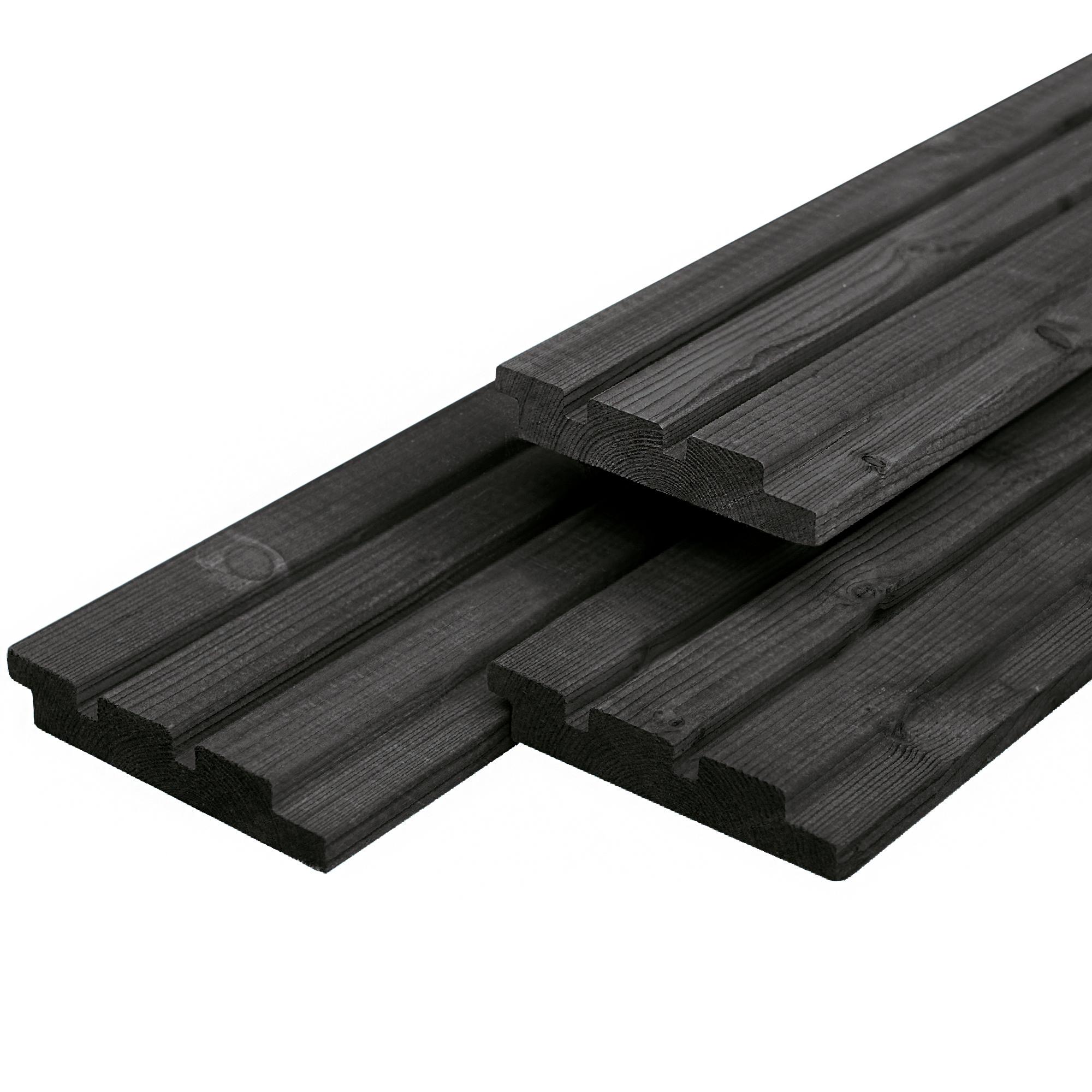 Douglas triple profiel 1,9 x 13,0 x 390 cm, gedroogd, zwart gespoten, geschaafd