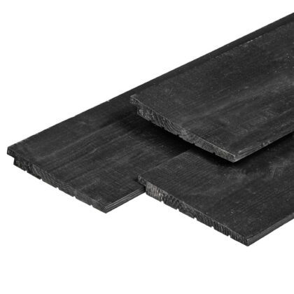 Douglas zweeds rabat excellent 1,2/2,7 x 19,5 x 300 cm, vers, zwart gespoten, geschaafd, scherpkantig, 1 zijde 2 groeven