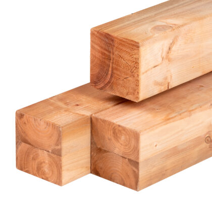 Red Class Wood ME vuren paal 12,0 x 12,0 x 250 cm, gedroogd, geïmpregneerd, geschaafd, 4 ronde hoeken, gelamineerd