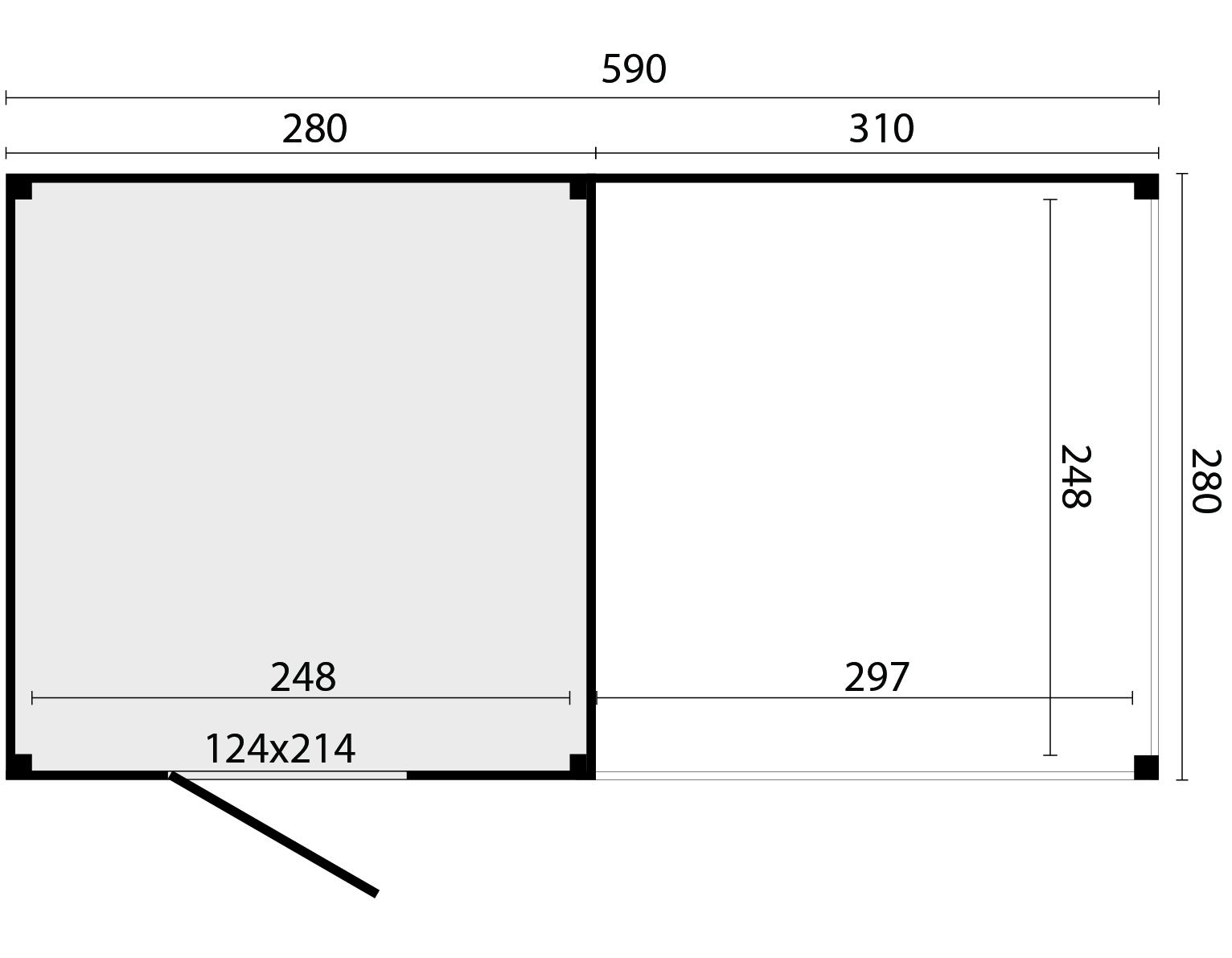 KubeLine + luifel 280 x 590 cm, zwart