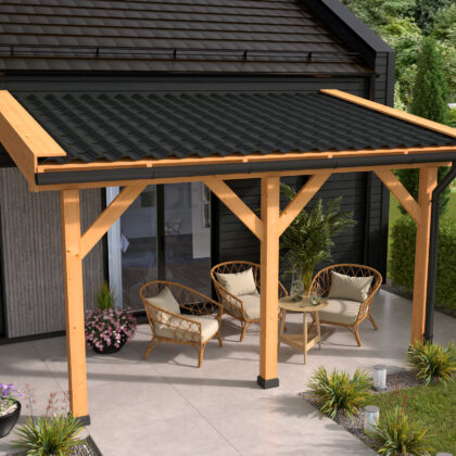 DHZ veranda douglas fijnbezaagd inclusief dakbeschot 500 x 300 cm